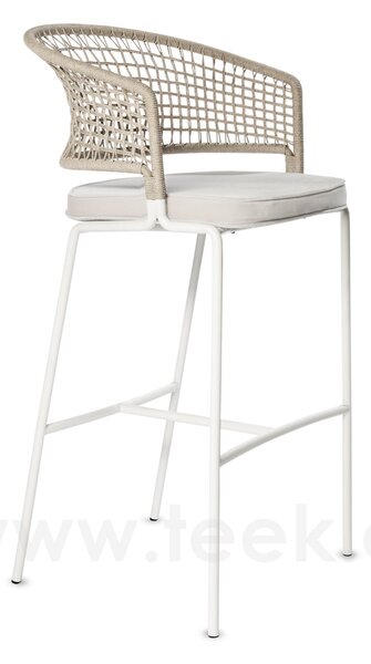 Tribu Barové křeslo CTR, Tribu, rám lakovaná nerez white, výplet lankový linen, bez sedáku