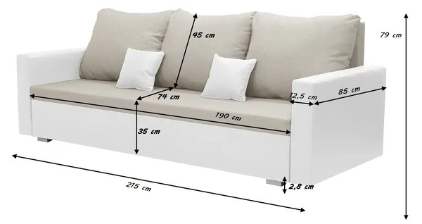 Pohovka 3místná s funkcí spaní EKO Tmavě hnědá/černá