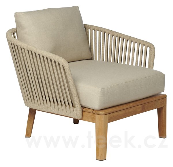 Tribu Teakové nízké křeslo Mood, Tribu, rám teak, výplet lanko barva earthbrown, bez sedáků