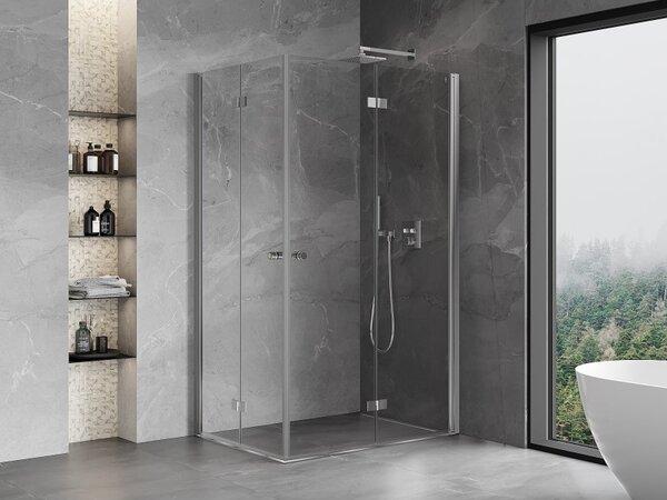 Mexen Mist-F Duo, skládací sprchový kout 70 x 75 cm, čiré sklo, chromový profil, 8A6-070L-075P-01-00