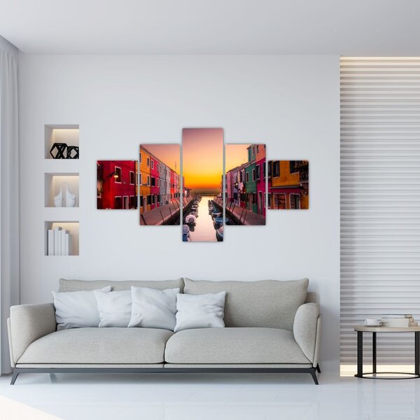 Obraz - Západ slunce, ostrov Burano, Benátky, Itálie (125x70 cm)