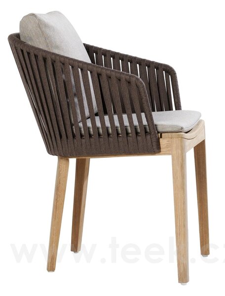 Tribu Teakové jídelní křeslo Mood, Tribu, rám teak, výplet lanko barva earthbrown, bez sedáků
