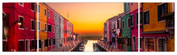 Obraz - Západ slunce, ostrov Burano, Benátky, Itálie (170x50 cm)