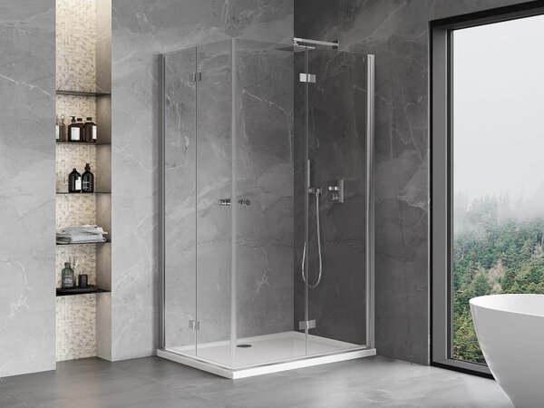 Mexen Mist-F Duo, skládací sprchový kout 70 x 75 cm, čiré sklo, chromový profil, 8A6-070L-075P-01-00