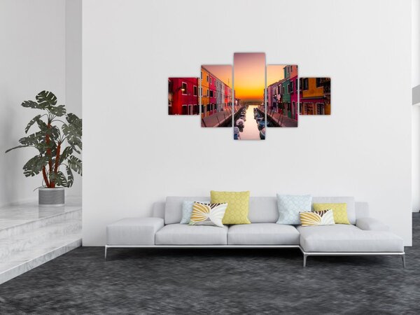 Obraz - Západ slunce, ostrov Burano, Benátky, Itálie (125x70 cm)