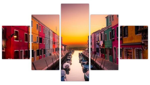 Obraz - Západ slunce, ostrov Burano, Benátky, Itálie (125x70 cm)
