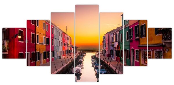 Obraz - Západ slunce, ostrov Burano, Benátky, Itálie (210x100 cm)