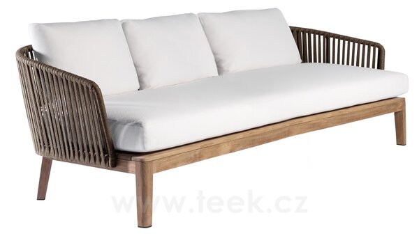Tribu Teaková 3-místná pohovka Mood, Tribu, 233x91x69 cm, rám teak, výplet lanko barva earthbrown, bez sedáků