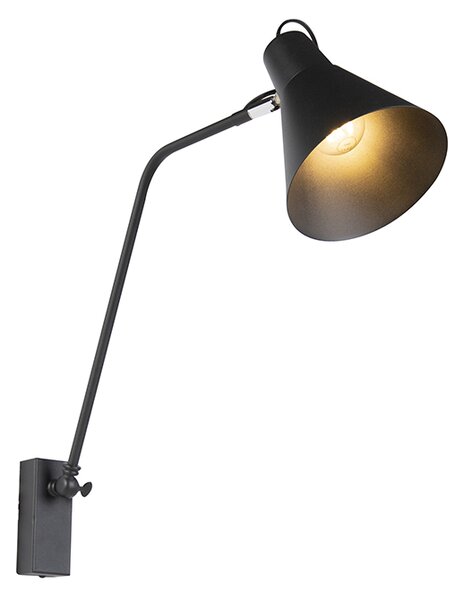Designová nástěnná lampa černá nastavitelná - Luna