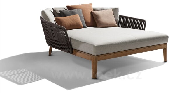 Tribu Teaková denní postel velká Mood, Tribu, 162x174x69 cm, rám teak, výplet lanko barva earthbrown, bez sedáků