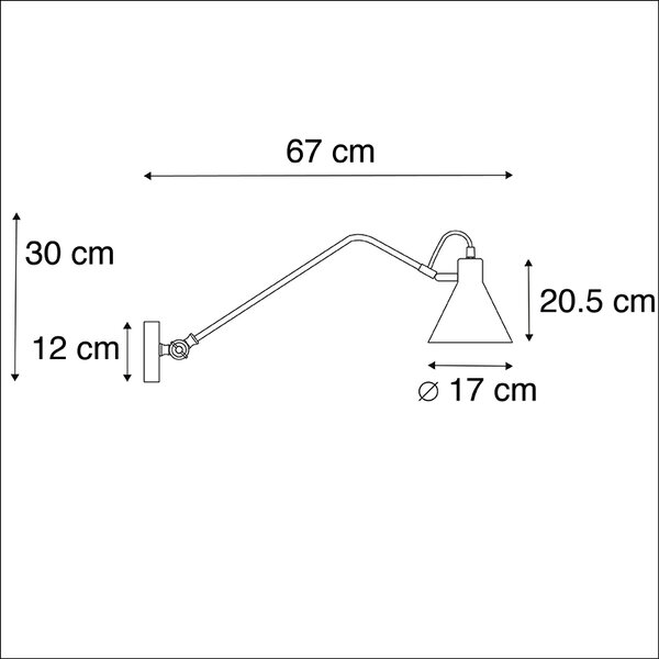 Designová nástěnná lampa černá nastavitelná - Luna