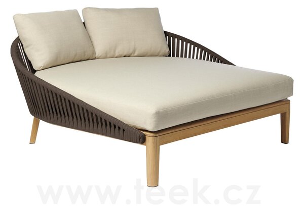Tribu Teaková postel kratší Mood, Tribu, 153x142x69 cm, rám teak, výplet lanko barva earthbrown, bez sedáků