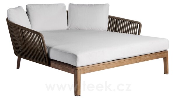 Tribu Teaková denní postel velká Mood, Tribu, 162x174x69 cm, rám teak, výplet lanko barva earthbrown, bez sedáků