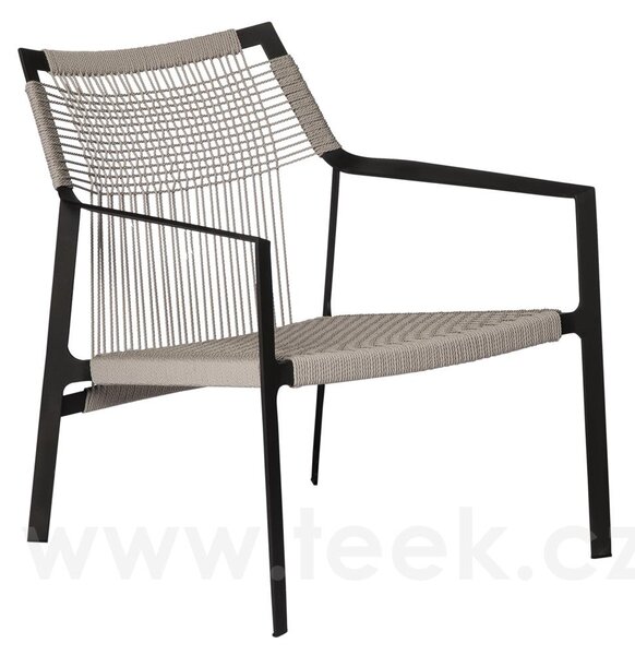 Tribu Nízké křeslo Nodi, Tribu, nerezová ocel barva wenge, výplet lankový barva linen