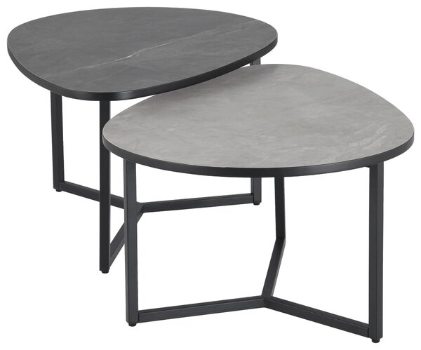 SADA KONFERENČNÍCH STOLKŮ, světle šedá, tmavě šedá, kov, kompozitní dřevo, 83/40/36,5/59 cm MID.YOU - Konferenční stolky, Online Only