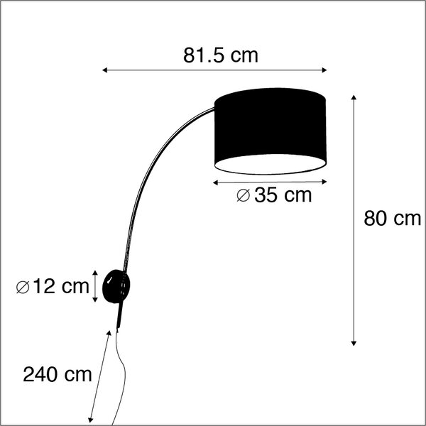 Nástěnná oblouková lampa ocelová s stínítkem zelená 35/35/20 nastavitelná