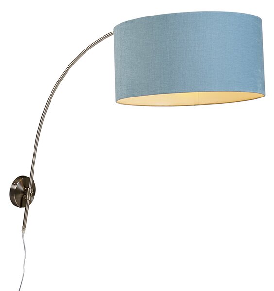 Nástěnná oblouková lampa z oceli s odstínem modré 50/50/25 nastavitelná