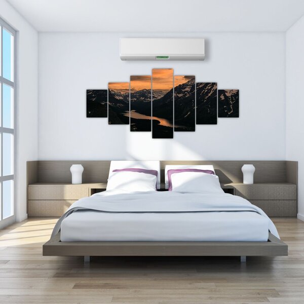 Obraz jezera mezi horami (210x100 cm)