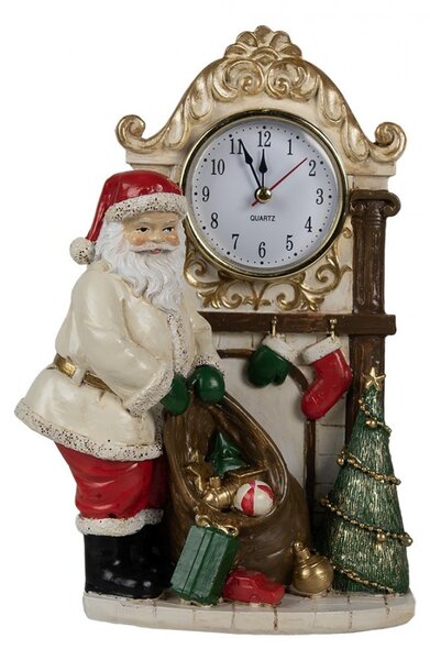 Stolní hodiny s vánoční dekorací Santa Clause - 15*7*22 cm - Clayre & Eef