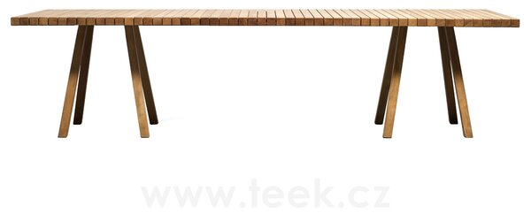 Tribu Teakový jídelní stůl Vis a Vis, Tribu, obdélníkový 700x99x75 cm, rám teak, deska teak