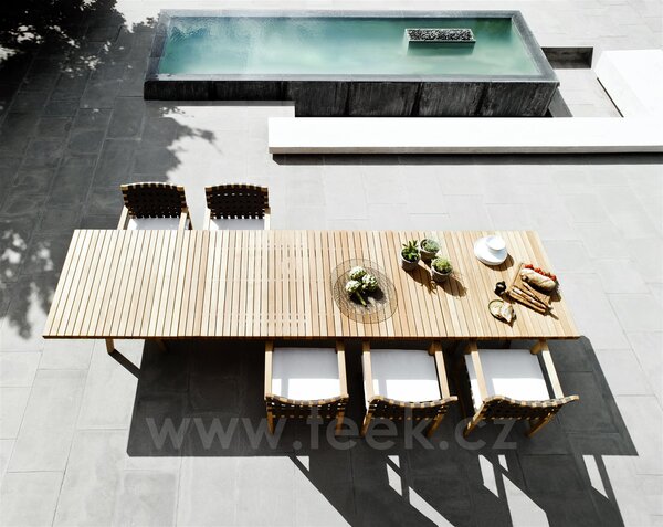Tribu Teakový jídelní stůl Vis a Vis, Tribu, obdélníkový 700x99x75 cm, rám teak, deska teak