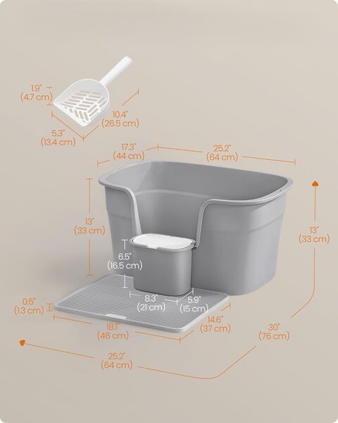 SONGMICS Kočičí toaleta Sofis 64 cm šedá