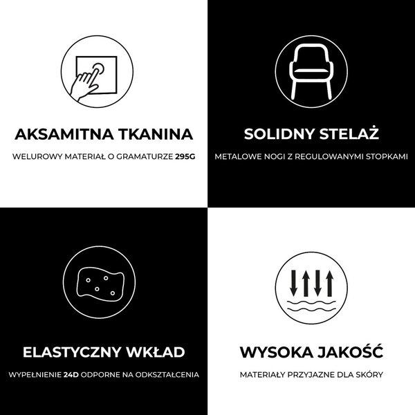 Velaco Velurová jídelní židle NIKA, zelená/černá