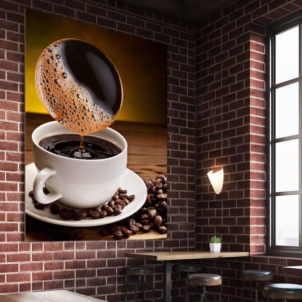 Obraz - šálek kávy strukturovaná kapa deska 30 x 40 cm