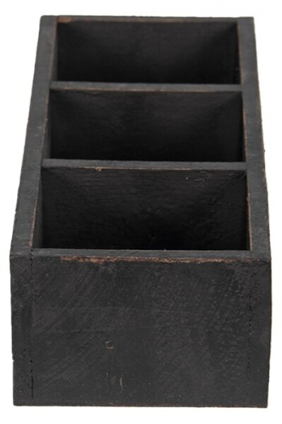 Černý dřevěný box se třemi přihrádkami – 33x12x7 cm