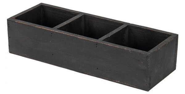 Černý dřevěný box se třemi přihrádkami – 33x12x7 cm