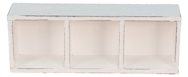 Bílý dřevěný box se třemi přihrádkami – 33x12x7 cm