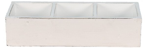 Bílý dřevěný box se třemi přihrádkami – 33x12x7 cm