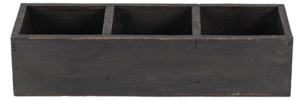 Černý dřevěný box se třemi přihrádkami – 33x12x7 cm