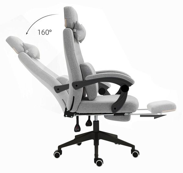 Otočná kancelářská židle s opěrkou hlavy - ve více typech-jasnošedá