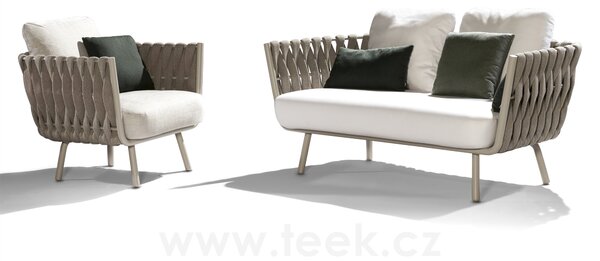 Tribu 2-místná pohovka Tosca, Tribu, 163x74x69 cm, rám lakovaná nerez linen, výplet barva linen, bez polstrování