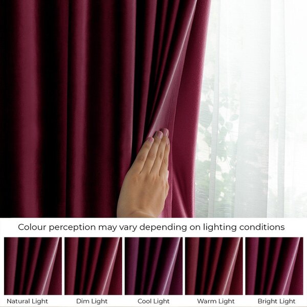 Vínový sametový dimout závěs 140x245 cm Pleat – Restilo