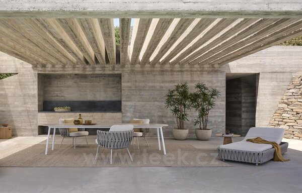 Tribu Křeslo low dining Tosca, Tribu, rám lakovaná nerez linen, výplet barva linen, bez polstrování