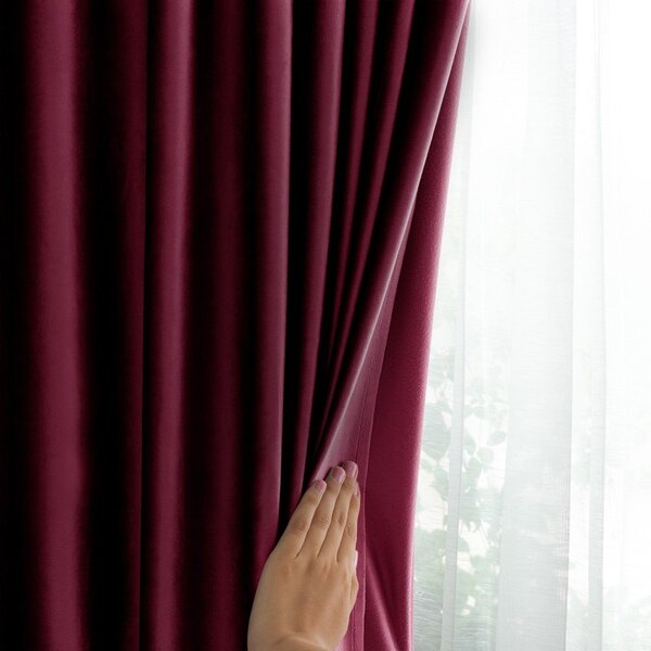 Vínový sametový dimout závěs 140x245 cm Pleat – Restilo