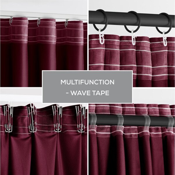Vínový sametový dimout závěs 140x245 cm Pleat – Restilo