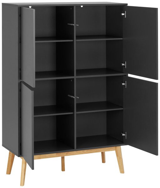 VYSOKÁ KOMODA, kaučukové dřevo, šedá, přírodní barvy, 100/149/40 cm MID.YOU - Šatní skříně, Online Only