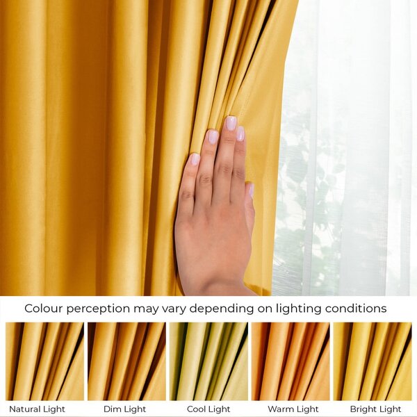Žlutý sametový dimout závěs 140x245 cm Pleat – Restilo