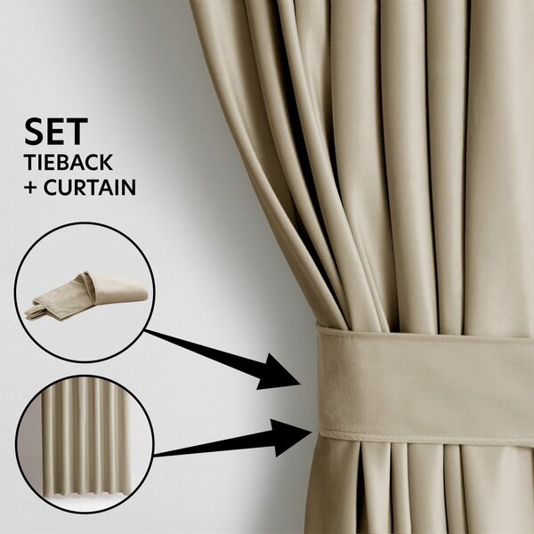 Hnědý/béžový sametový dimout závěs 140x245 cm Eyelets – Restilo