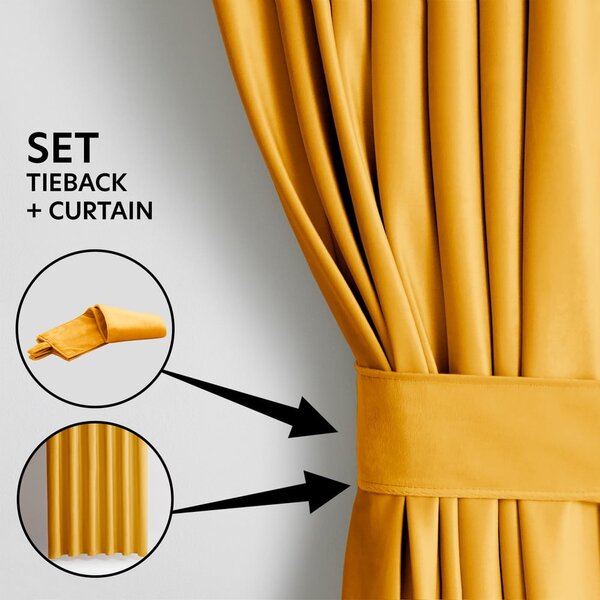 Žlutý sametový dimout závěs 140x245 cm Pleat – Restilo