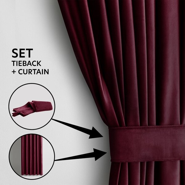 Vínový sametový dimout závěs 140x245 cm Pleat – Restilo