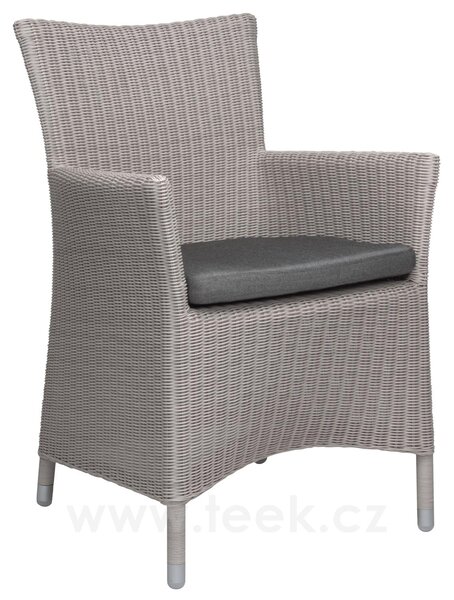 Stern Jídelní křeslo Sortino, Sten, 60x60x89 cm, umělý ratan bílošedý (Vintage white), sedák 100% akryl světle šedý (silk grey)