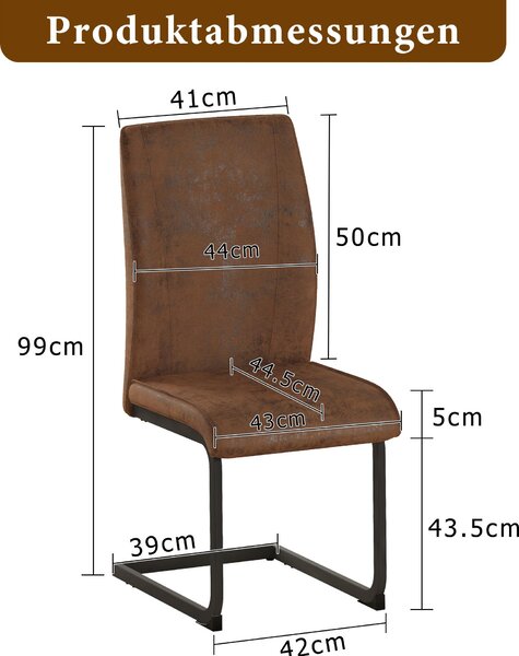 Dvoudílná sada hnědých jídelních židlí vyrobených z technické tkaniny, s ergonomickým designem, které jsou zároveň pohodlné a estetické. Černé kovové nohy. Barva: hnědá