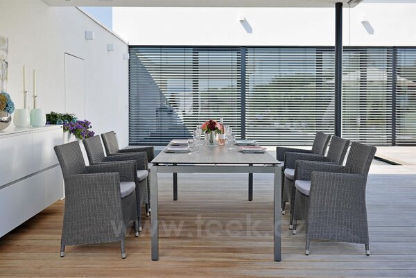 Stern Jídelní křeslo Sortino, Sten, 60x60x89 cm, umělý ratan bílošedý (Vintage white), sedák 100% akryl světle šedý (silk grey)
