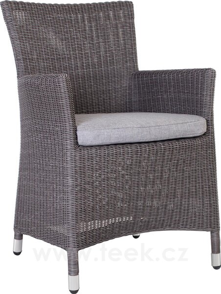 Stern Jídelní křeslo Sortino, Sten, 60x60x89 cm, umělý ratan bílošedý (Vintage white), sedák 100% akryl světle šedý (silk grey)