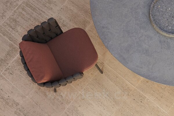 Tribu Betonový jídelní stůl Tao, Tribu, kulatý 160x74 cm, odlehčený beton barva linen