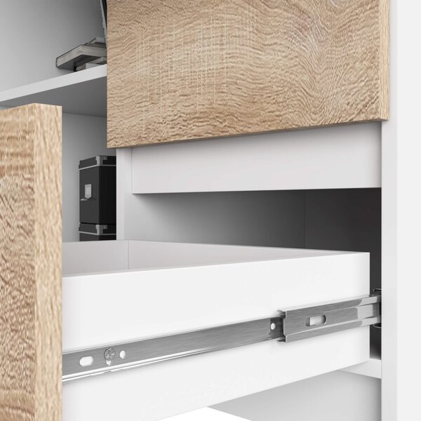 Ak furniture Rohový psací stůl B16 124 cm bílý/dub sonoma pravý